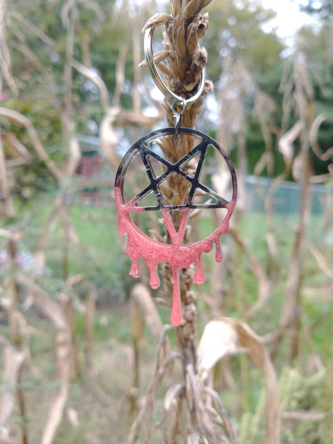 Pentagram Drip Keychain Etsy