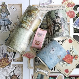 Alice no país das maravilhas, fitas Washi favoritas, conjunto de adesivos recortados. Fitas extra largas e longas (394 polegadas/10 metros), para álbuns de recortes e artesanato.