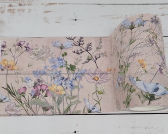 Meadow wildflowers extra wide washi tape for scrapbooks, journals, decorating and handmade crafts