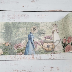 Jane Austen romantischer Garten extra breite Washi Tape Aufkleber Rolle für Scrapbooks, Journals, Bastelarbeiten und Geschenke. Extralang 10 Meter