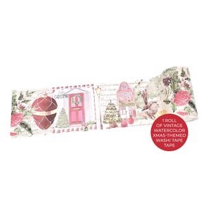 Cinta adhesiva washi navideña vintage. Para álbumes de recortes, manualidades, bordes temporales de papel pintado, regalos, decoupage y decoración.