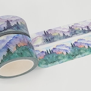 Mountain Nature Forest Washi-stickertape Set van 2 extra lange rollen washitape. voor plakboeken, knutselen, decoreren, cadeauverpakking decoupage