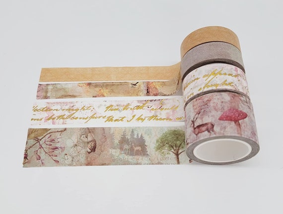 Enchanted Scandanavian Forest Washi Tape Set of 4 Rolls for Vintage  Scrapbooks, Crafts, Decoupage and Decorating 