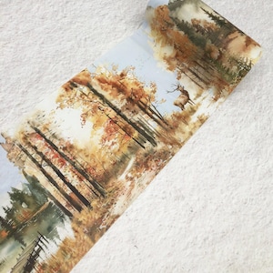 Autumn Woodland extra wide washi tape for crafts, scrapbooks, journals. decorating and wallpaper borders