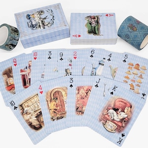 Mazzo di carte da gioco Blue Alice con set di nastri washi. Per decorazioni per feste, giochi, fai da te, artigianato e oggetti di scena