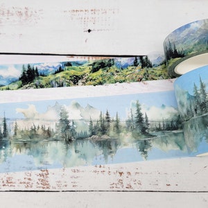 Rubans autocollants Serenity Fair Mountain Woodland washi pour scrapbookings, journaux intimes, travaux manuels, décoration extra-longs 10 mètres/33 pieds par rouleau