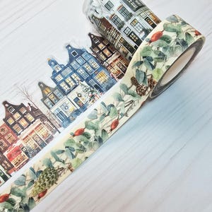 Vintage Christmas Village digital cut Washi Tape Set for DIY cards, scrapbooks, journals and crafts
