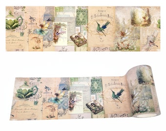 Forest fairies theme extra wide washi tape for scrapbooks, journals, crafts and decorating walls, boxes, party props, cards and gifts