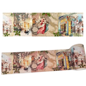 Vintage kerst in Italië extra breed (10 cm/4 inch) washitape voor plakboeken, wanddecoratie, tijdschriften, knutselen en decoupage