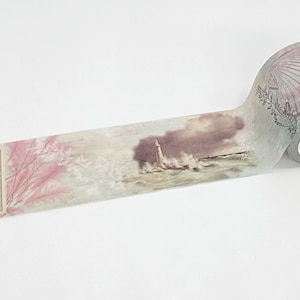 Cinta washi extra ancha con temática náutica y costera de playa, para manualidades, álbumes de recortes, decoupage y envoltura de regalos.