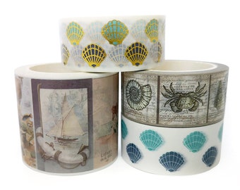 Nautical Washi Tape Set: Sea, Sailboats & Anchors (4 Rolls)