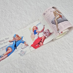 Retro 50er Jahre Sexy Pin up Girls Washi Tape. Für Scrapbooking, Basteln, Decoupage und Geschenke verpacken