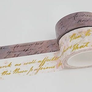 Conjunto de fita washi de caligrafia manuscrita. Folha de ouro, rolos extra longos de 10 metros (394 polegadas). Para álbuns de recortes, decoupage e artesanato