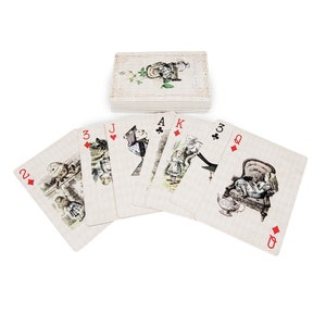 Vintage Alice's Adventures in Wonderland Queen of Hearts Vintage speelkaartenspel voor thee, spelletjes, decoraties en knutselen