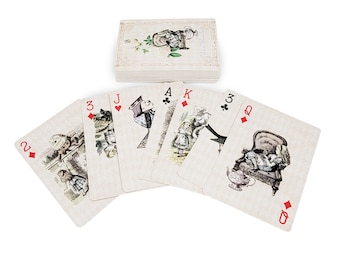 Alice in Wonderland Vintage Playing Cards Deck for Tea Party Games, Decorations and Crafts