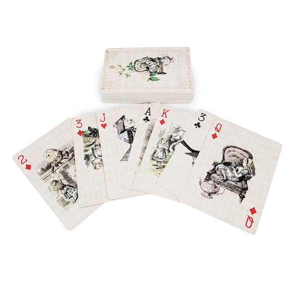 Jeu de cartes vintage Alice au pays des merveilles pour jeux de thé, décorations et travaux manuels