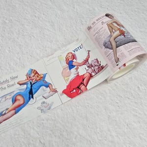 Retro anni '50 Sexy pin up Girls Extra Wide Washi Tape e adesivi fustellati. Per scrapbooking, artigianato, decoupage e confezioni regalo
