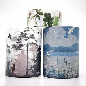 Mountain Nature Forest woodland washi Sticker Tape Set of 3 Extra Long washi Tape Rolls. for scrapbooks, Crafts, Decorating, decoupage