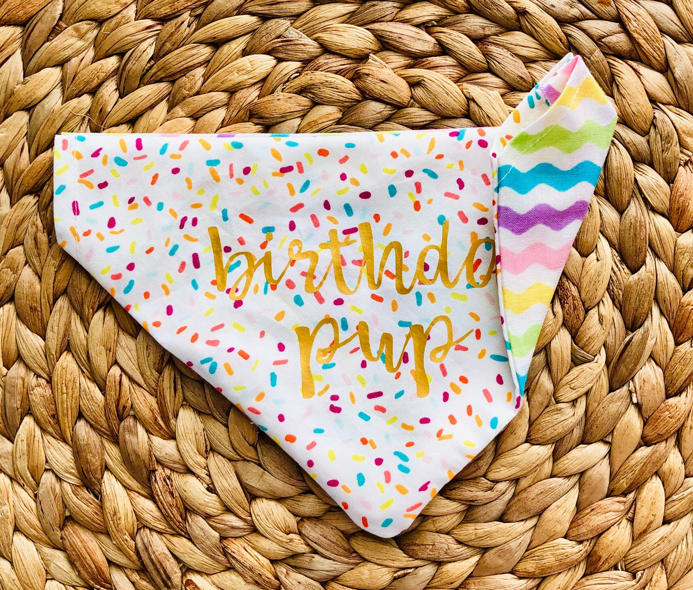 Birthday Girl Sprinkles Over the Collar Dog Bandana That Slips onto Their Existing Collar Size Large Birthday Girl Sprinkles Over the Collar Dog Bandana That Slips onto Their Existing Collar Size Large