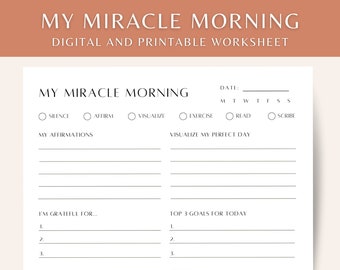 Miracle Morning Printable, Miracle Morning Journal, Miracle Morning Tracker, Morning Routine Planner, Morning Habit Tracker, SAVERS Journal