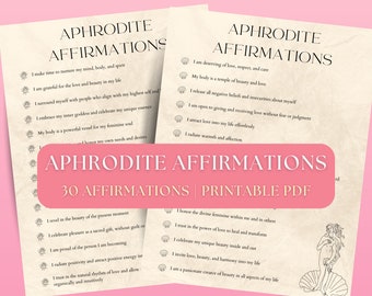 Aphrodite Printable Affirmations, Greek Goddess Aphrodite Affirmations, Printable Self-love affirmations, Greek Goddess Printable