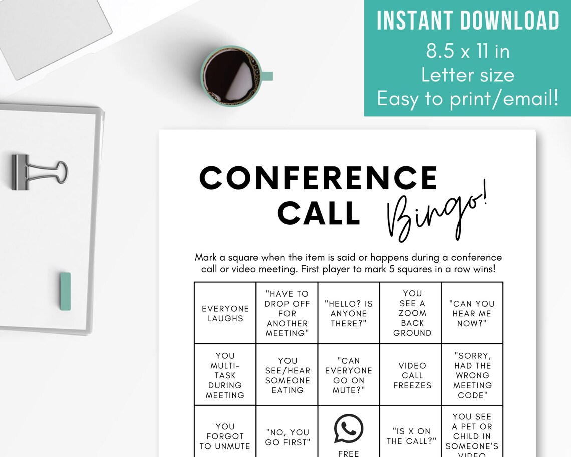 Conference Call Bingo Virtual Meeting Bingo Virtual Team - Etsy