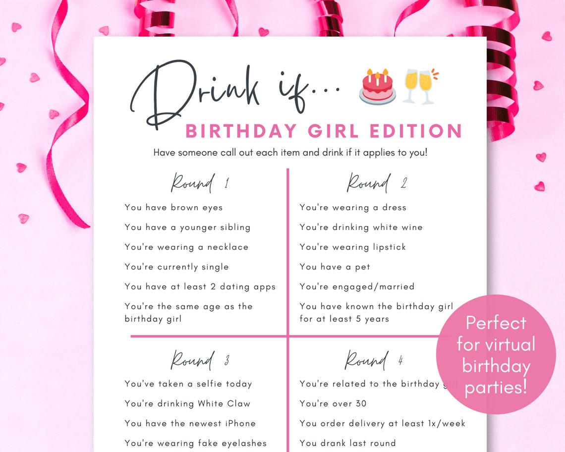 Birthday Drink If Game Adult Birthday Party Game Birthday