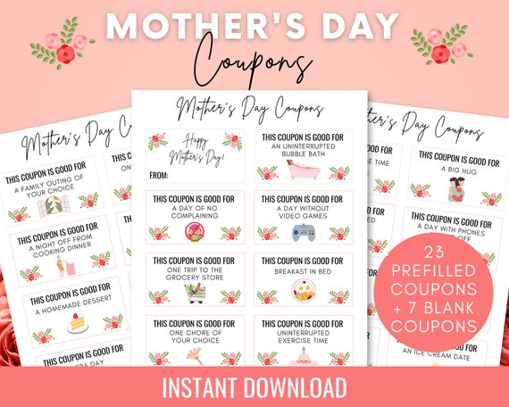 Printable Mother's Day Coupons Mother's Day Coupon