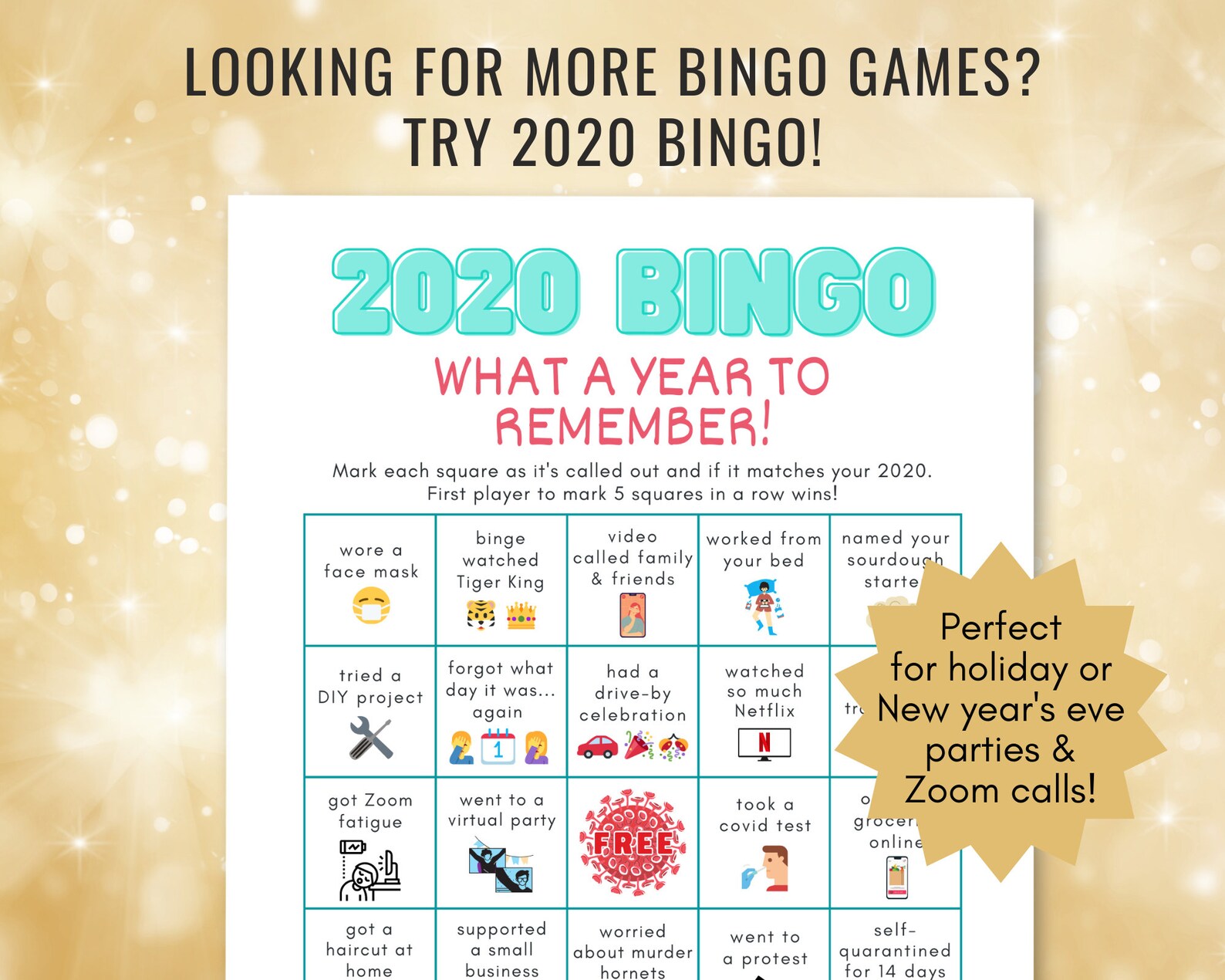 Work From Home Bingo WFH Bingo Zoom Bingo Work Party Game Etsy