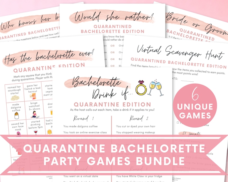 Quarantine Bachelorette Party Games Bundle Virtual Etsy