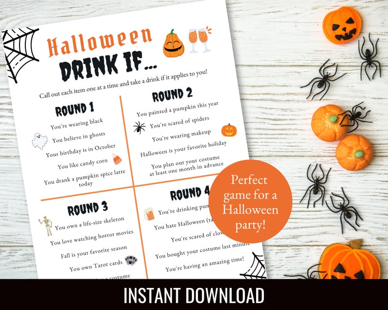 Halloween Drink If Game Halloween Drinking Game for Adults Etsy