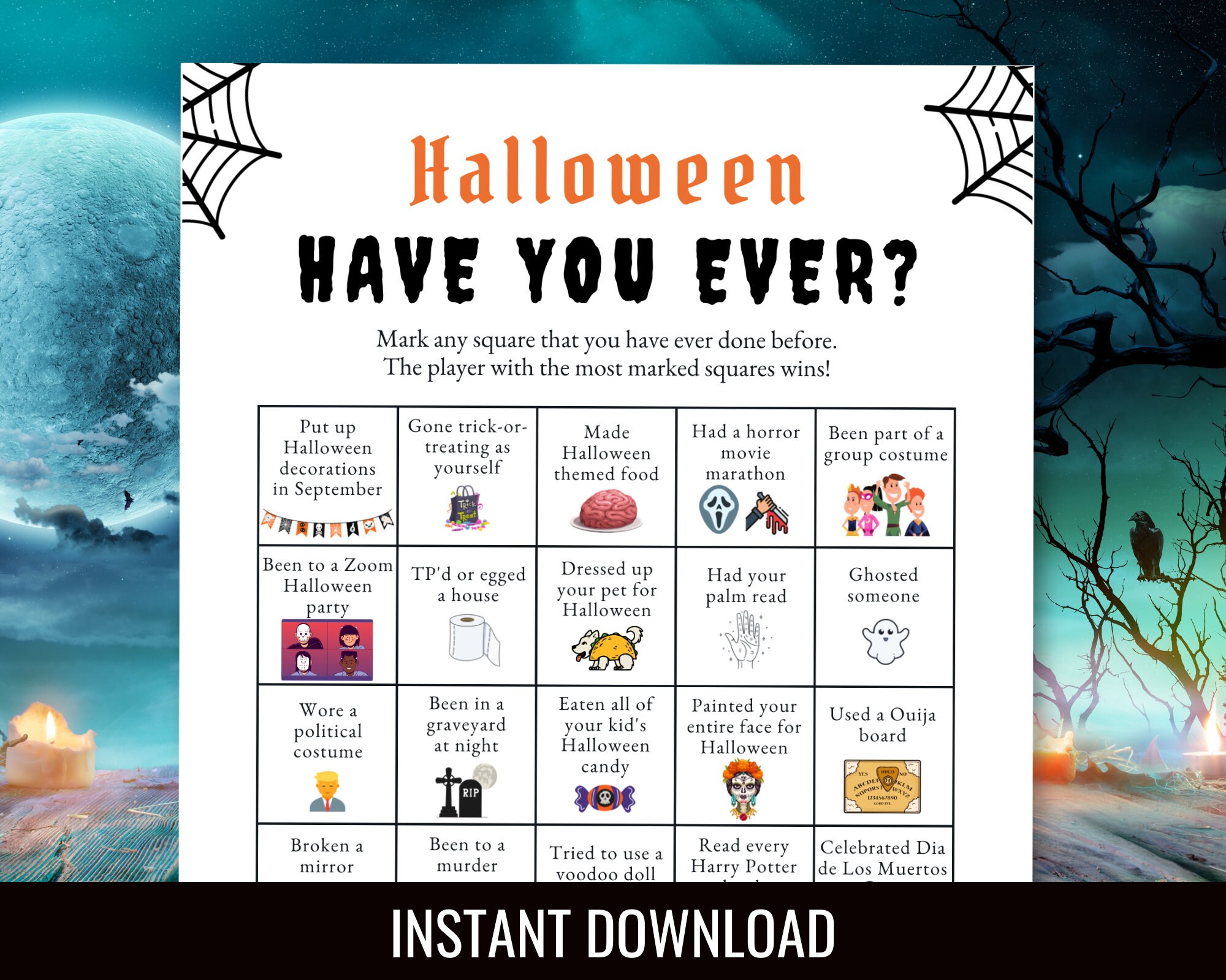Halloween Have You Ever Game, Halloween Party Game for Adults