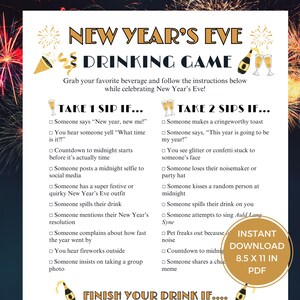 New Year's Eve Drinking Game, NYE Ball Drop Drinking Game, New Year ...