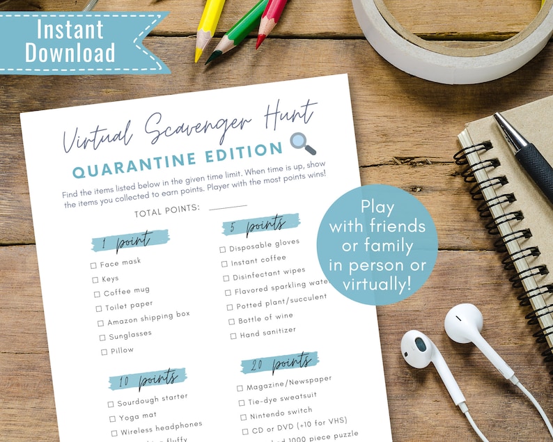 Virtual Scavenger Hunt Adult Scavenger Hunt Quarantine Game Etsy