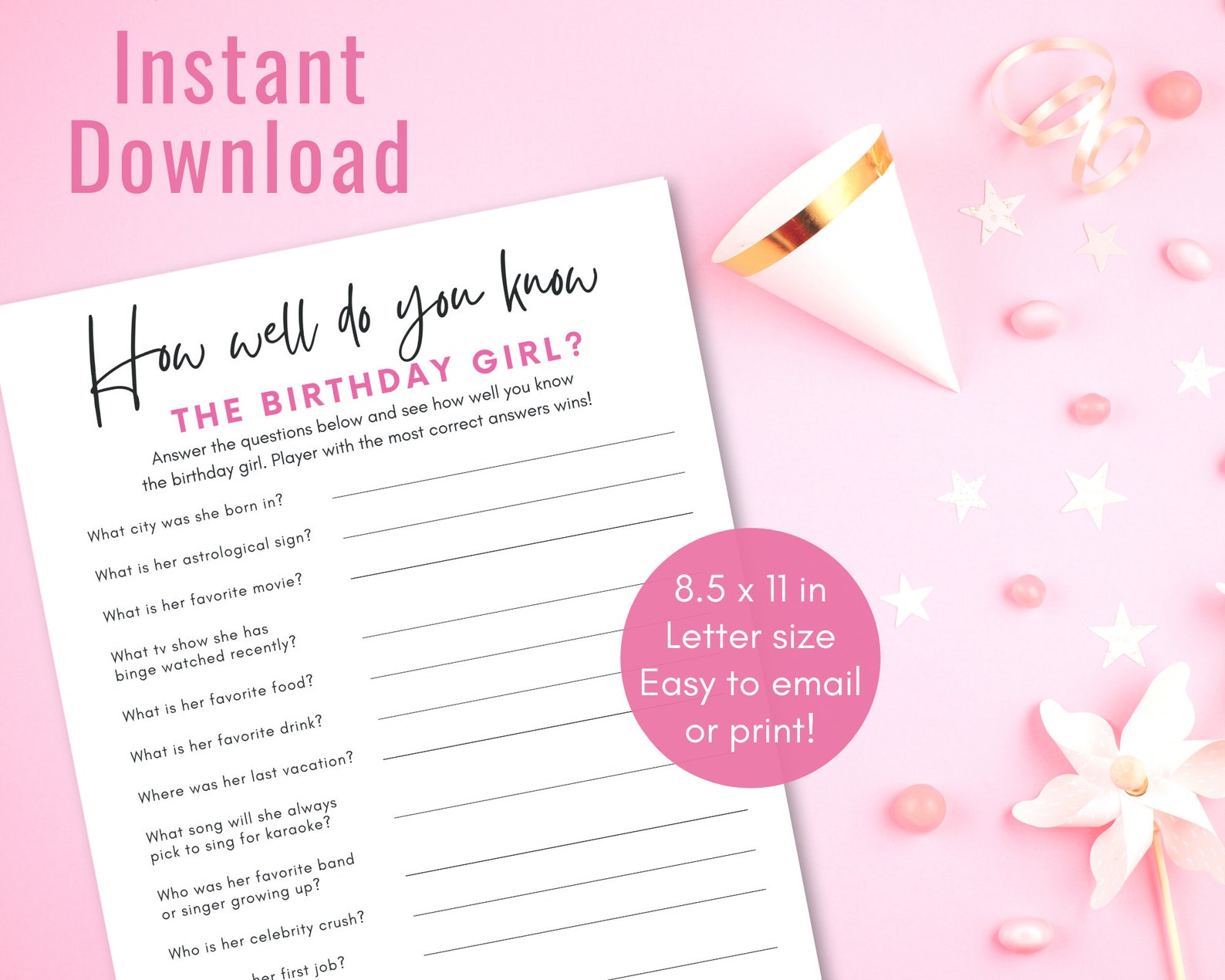 How Well Do You Know the Birthday Girl Game Adult Birthday | Etsy