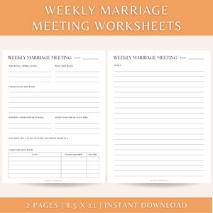 Weekly Marriage Meeting Printable, Weekly Marriage Check-in Worksheet, Relationship Check-in Template, Weekly Couples Meeting Printable