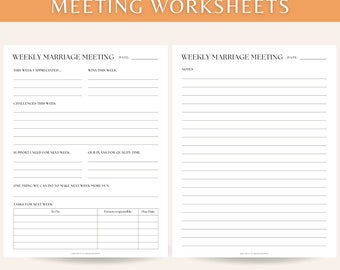 Weekly Marriage Meeting Printable, Weekly Marriage Check-in Worksheet, Relationship Check-in Template, Weekly Couples Meeting Printable