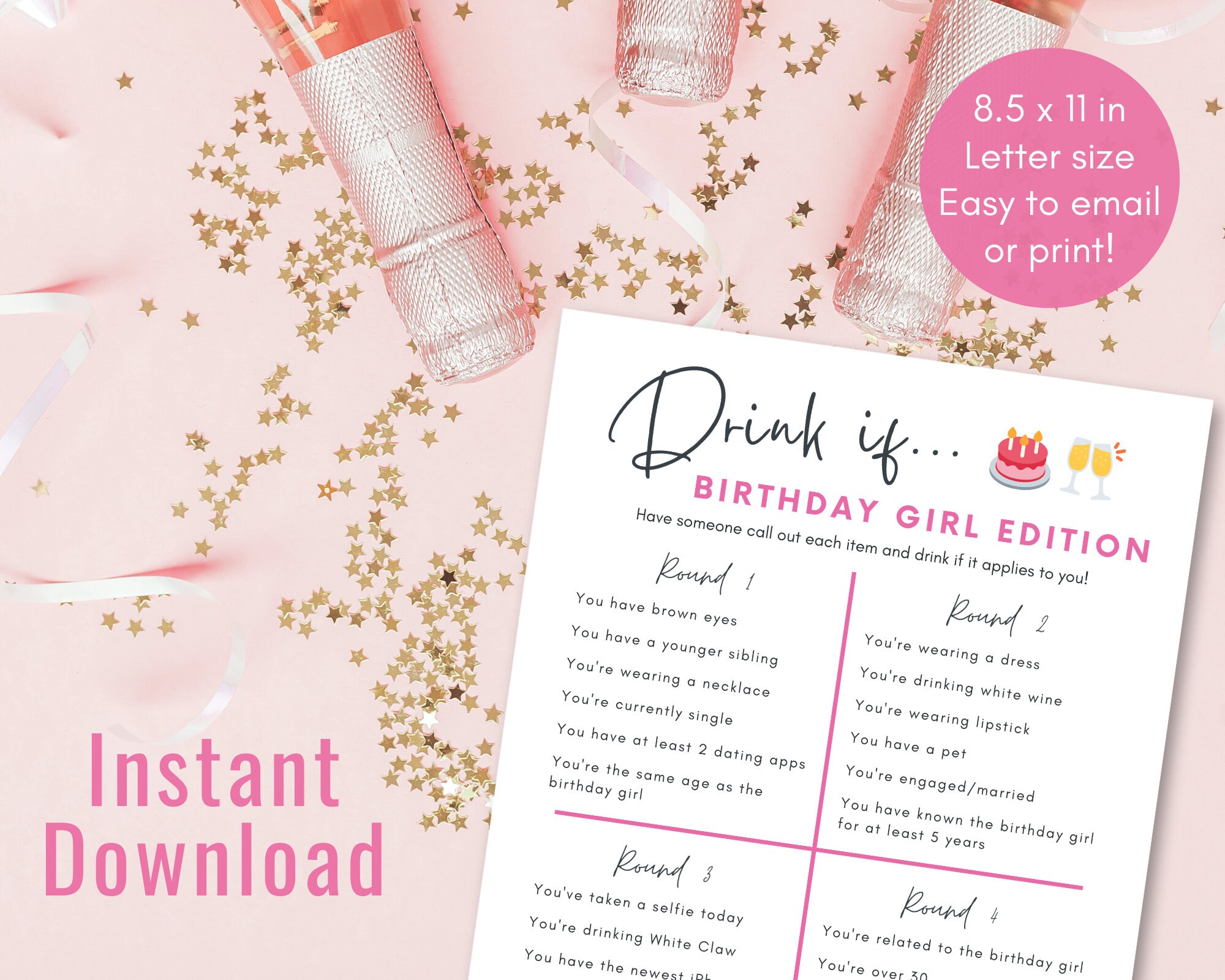 Birthday Drink If Game Adult Birthday Party Game Birthday - Etsy Israel