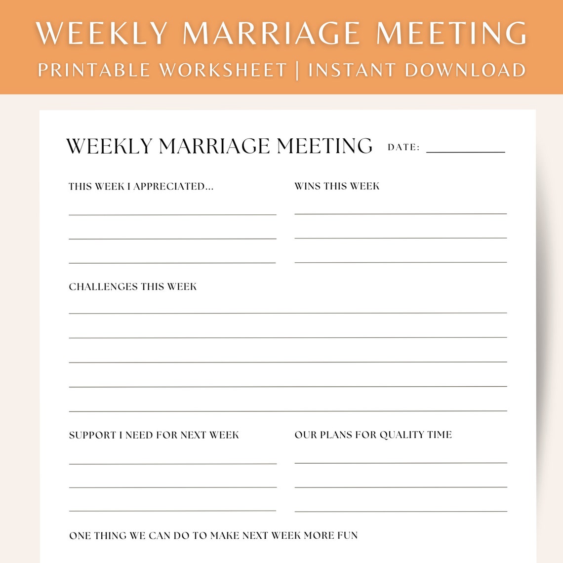 Weekly Marriage Meeting Printable, Weekly Marriage Checkin Worksheet Weekly Marriage Meeting Printable, Weekly Marriage Checkin Worksheet