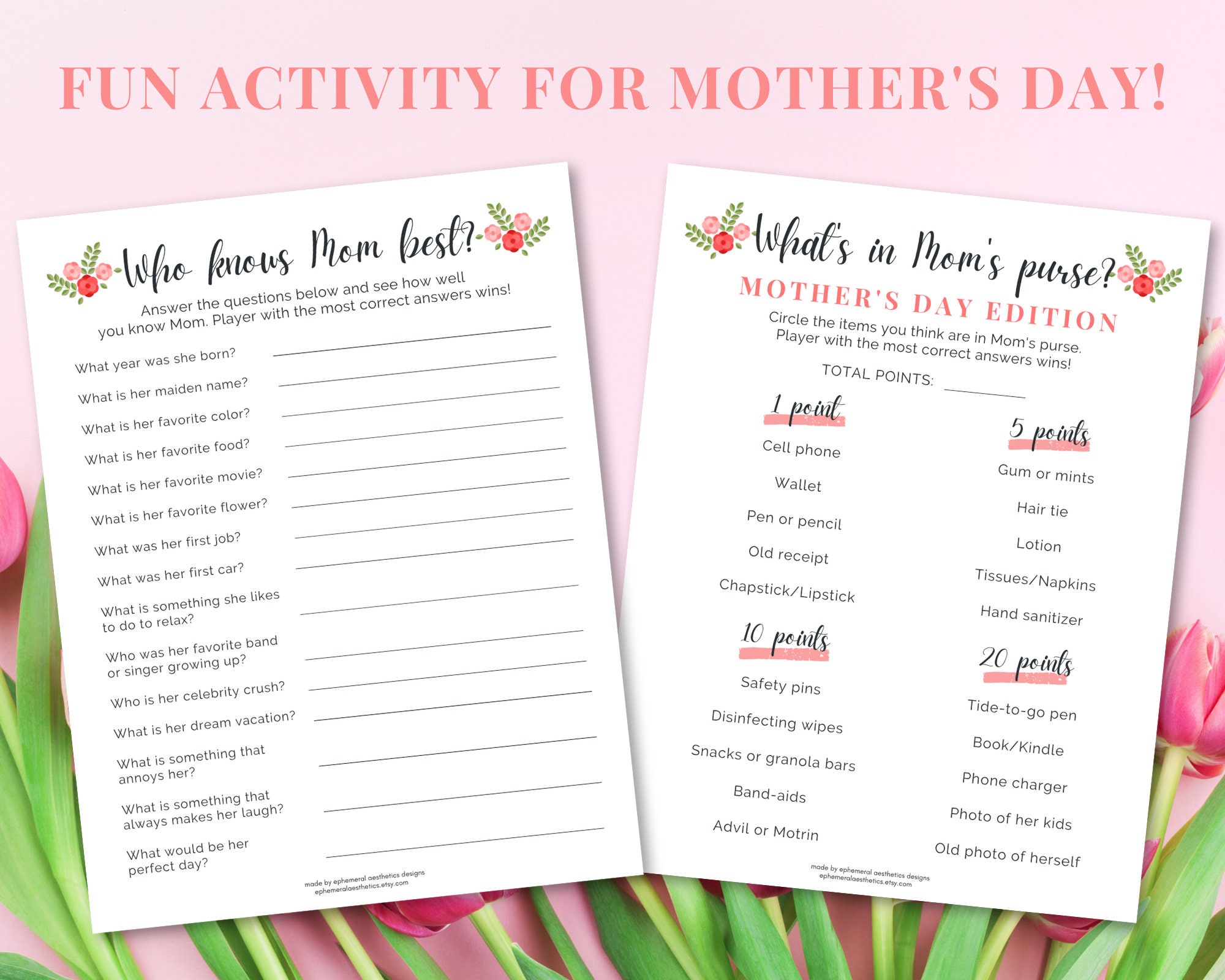 Mother's Day 6 Games Bundle Mother's Day Games Etsy