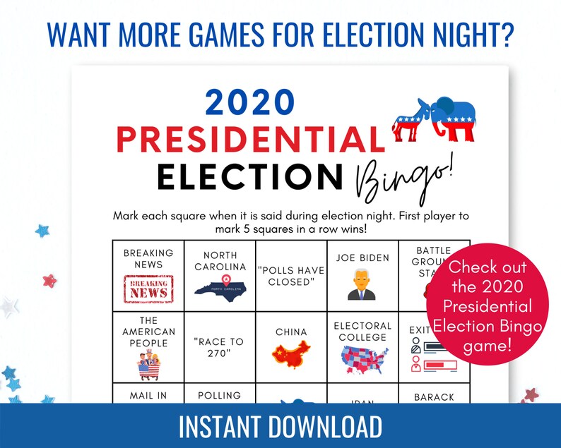 Election Night Drinking Game Election Drinking Game 2020 Etsy