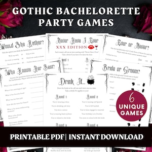 Gothic Bachelorette Party Games Bundle, Halloween Bachelorette Games, Gothic Bridal Shower Games, Boochelorette, Witch Bachelorette Games