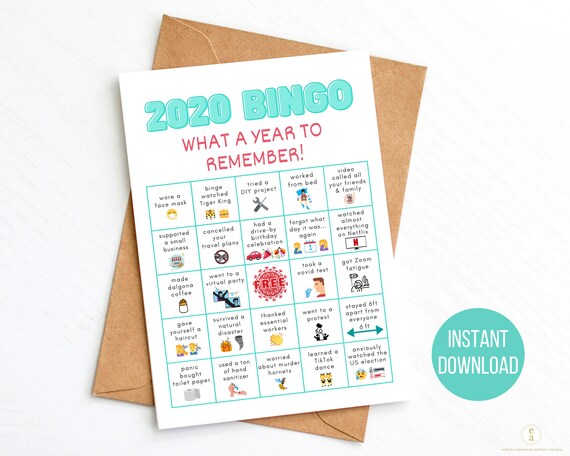 2020 Bingo Card Funny 2020 Card New Year Bingo Card 2020 Etsy
