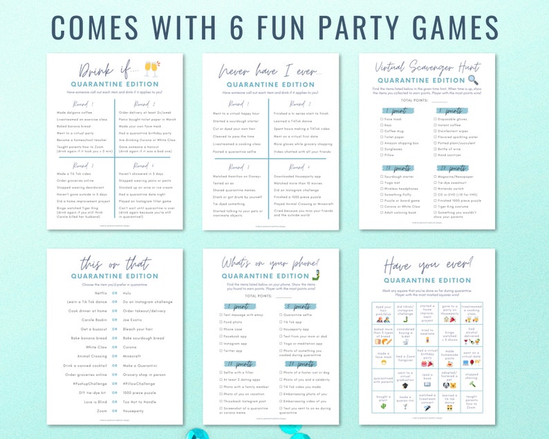Adult Quarantine Games Bundle Virtual Adult Party Games Zoom Etsy