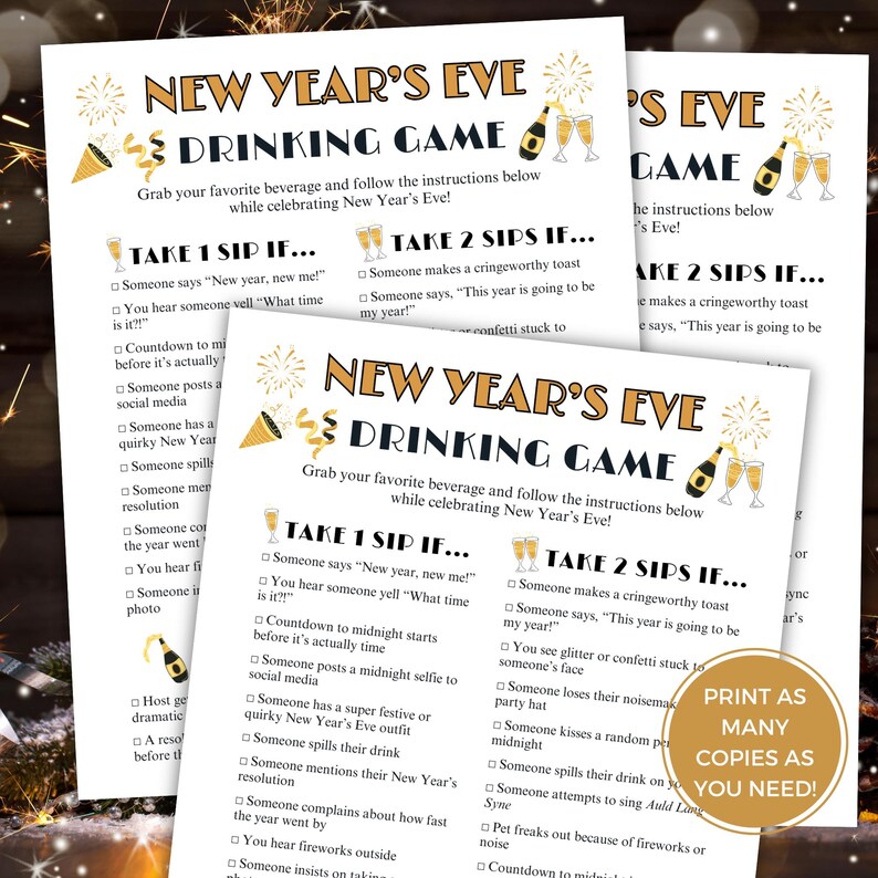 New Year's Eve Drinking Game, NYE Ball Drop Drinking Game, New Year ...