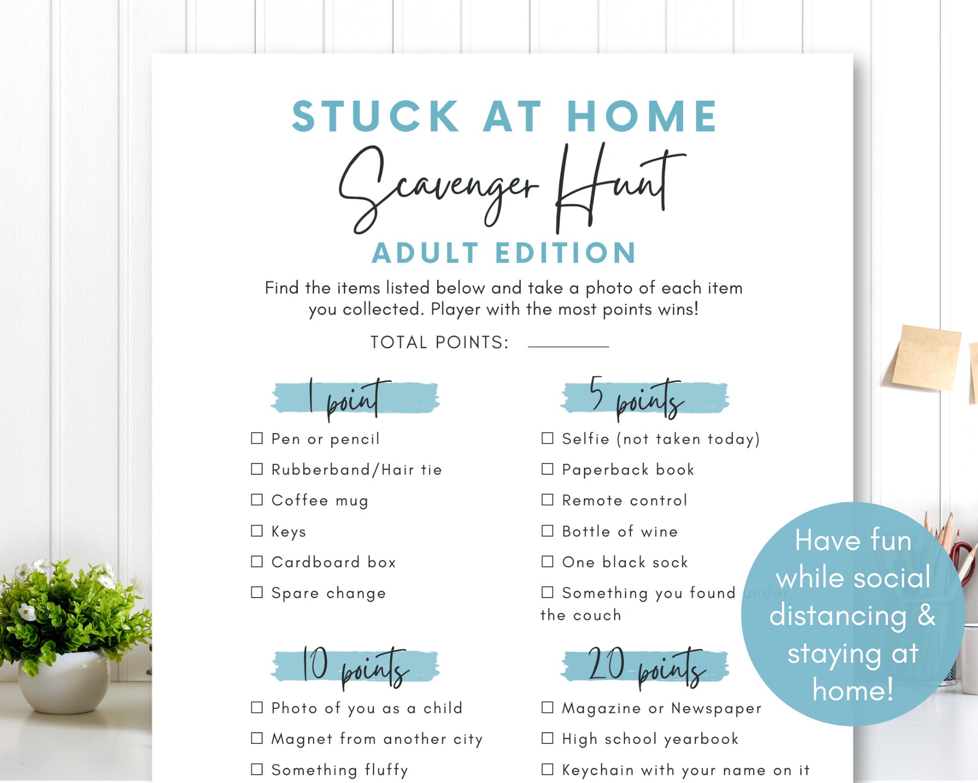 Stuck at Home Scavenger Hunt for Adults Printable Adult - Etsy