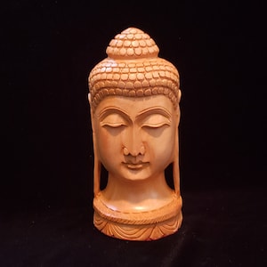 Bouddha en bois sculpté à la main, Yoga, Statue de méditation, Bouddha indien fabriqué à la main, Visage de Bouddha paisible, 100% fait à la main, Accessoires de yoga,