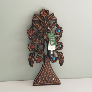 Wooden key holders, Tree of life Handmade key holder with Gemstones inlays, Wall decor, 5 slot key holder, Welcome sign ift item