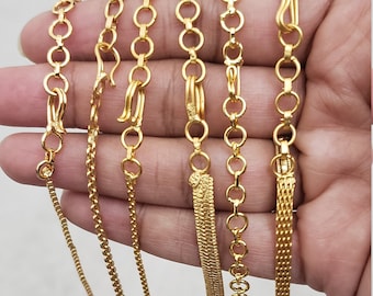 24k Gold color covering extensions Or Matt finish gold Bracelet Extender, Adjustable Extension Chain, Chain/ Necklace extensions