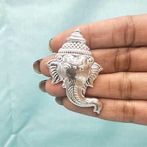 Silver Ganesh Face, Silver Pooja item, pooja decor , Return Gifts ,2 pc set
